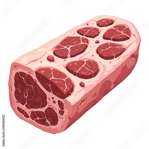 Raw Meat Piece Fresh Food Illustration Isolated Hand Drawn Vector Illustration 