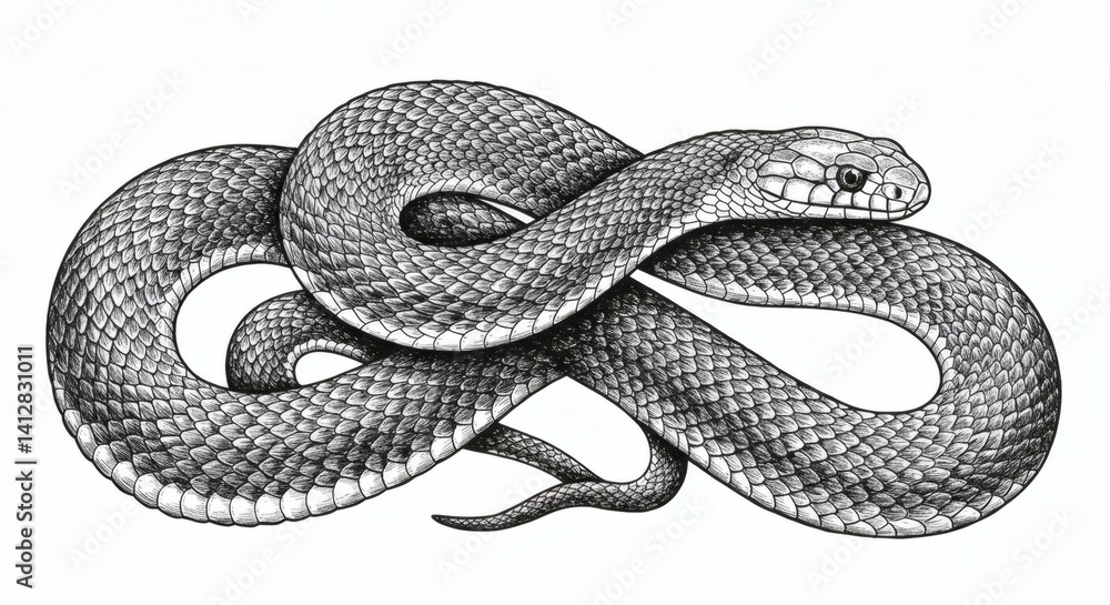 Obraz premium Snake drawing isolated on white background
