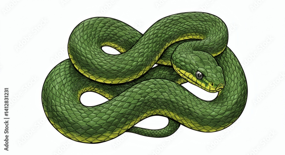 Fototapeta premium Snake drawing isolated on white background