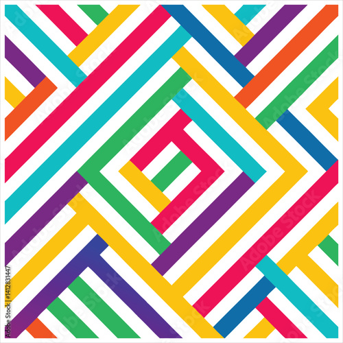 Vibrant Linear Seamless Patterns  Colorful Digital Background Set.