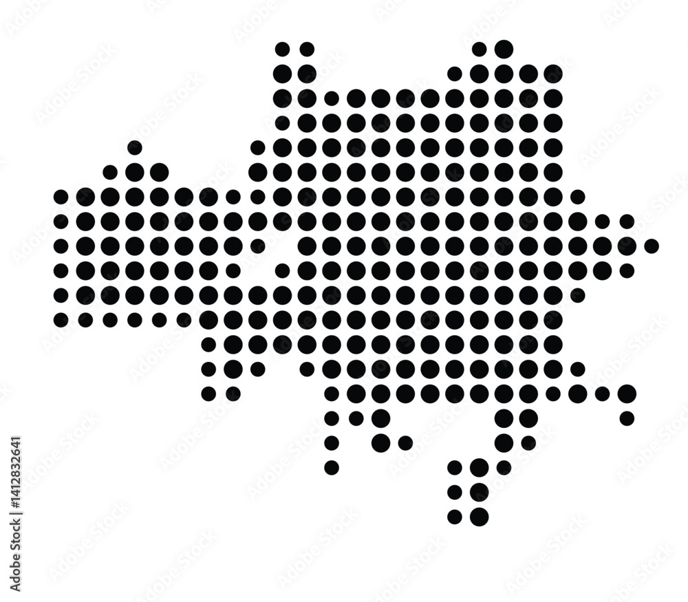 Symbol Map of Iowa City (United States) showing the city with a pattern of just a few black dots