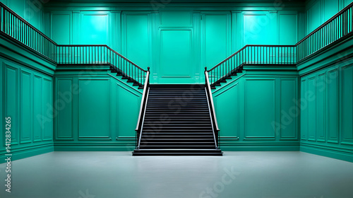 Grand Teal Staircase In Luxury Interior Design