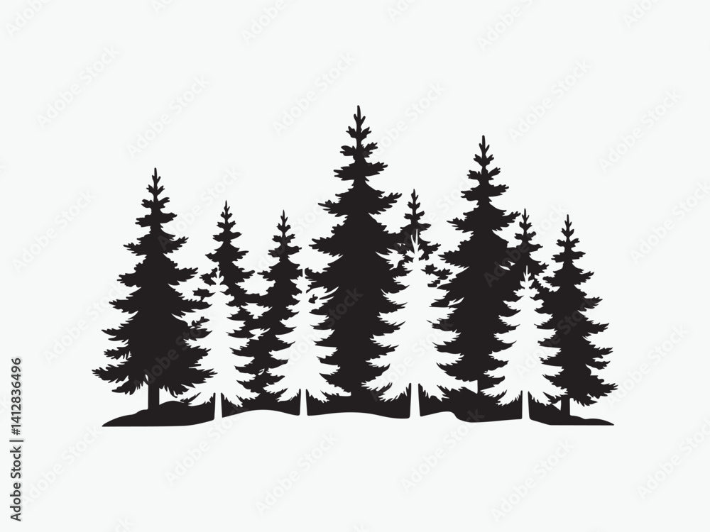 Fototapeta premium set of silhouette pine tree vector.