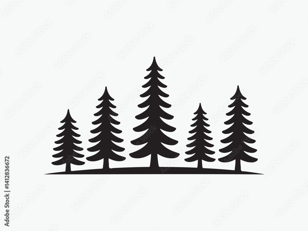 Fototapeta premium set of silhouette pine tree