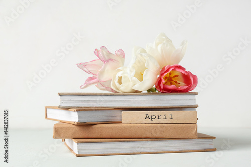 Stack of books, beautiful t...