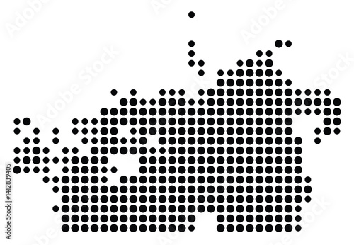 Symbol Map of Omaha (United States) showing the city with a pattern of just a few black dots