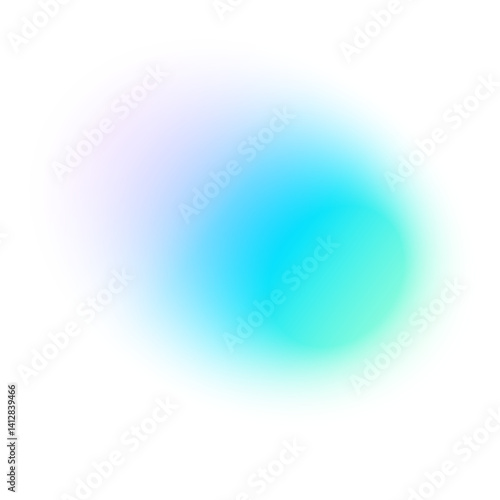 Abstract gradient background with soft blue and green hues, blurred fluid shapes, grainy watercolor texture, neon light mesh effect. Flat vector illustration isolated on white background.