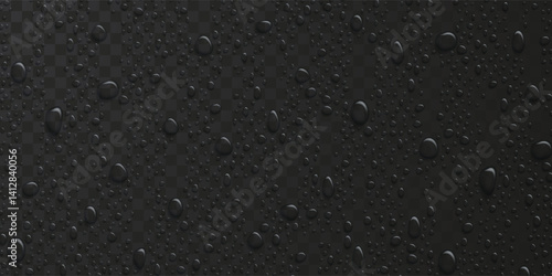Vector Water drops on glass. Rain drops on transparent background