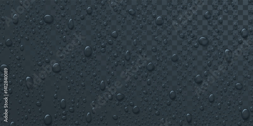 Vector Water drops on glass. Rain drops on transparent background