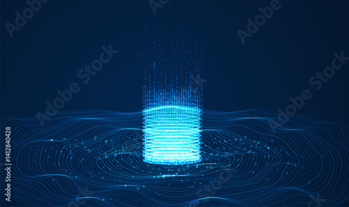 Cyber big data flow. Network line connect stream. Concept of AI technology