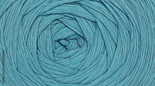 Close-Up of Twisted Turquoise Yarn in Circular Pattern