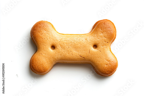 Single Dog Biscuit Bone Shaped Cookie Isolated on White Background