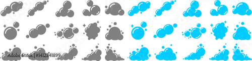 soap bubbles solid icon. set of soapy air bubbles floating, water bubbles in different arrangements silhouette symbol. isolated vector illustration
