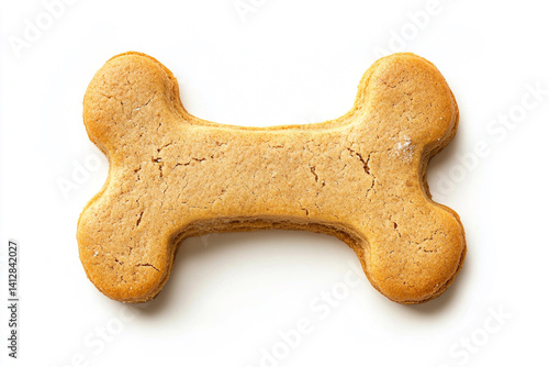 Single Homemade Dog Bone Shaped Cookie on White Background