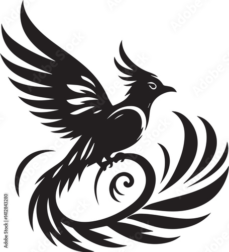 Quetzal bird silhouette vector art