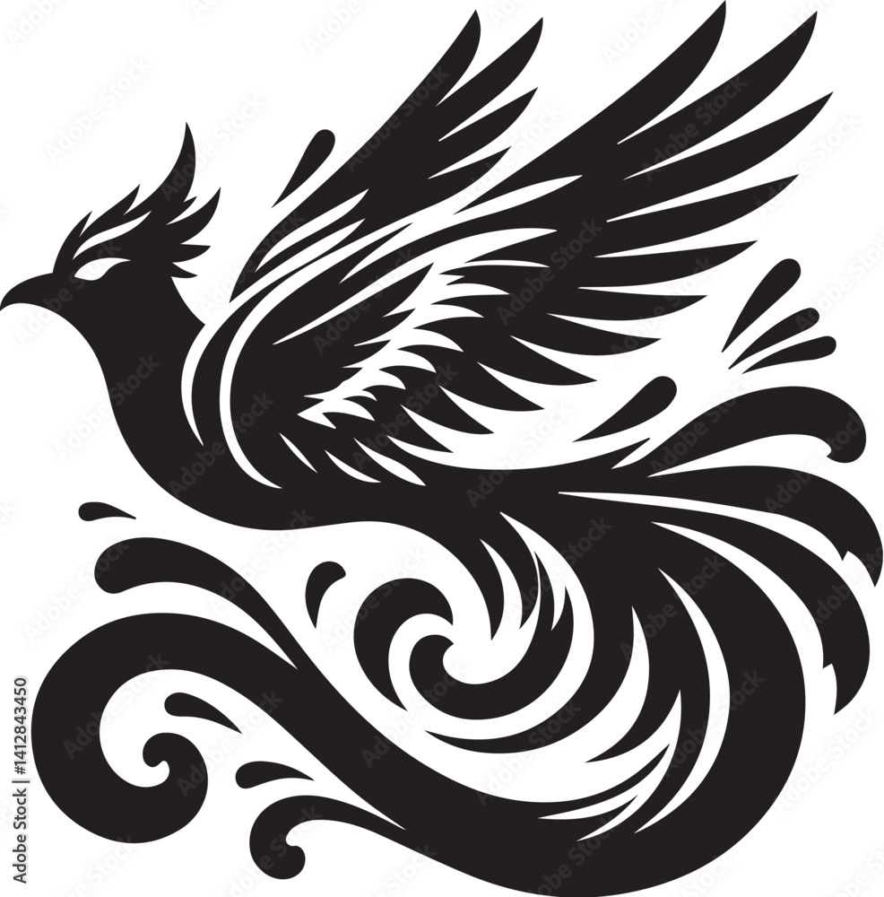 Naklejka premium Quetzal bird silhouette vector art