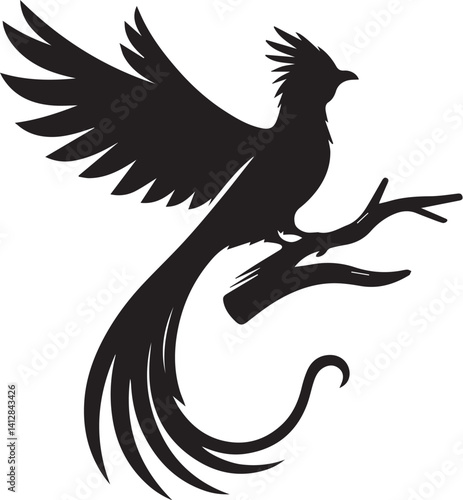 Quetzal bird silhouette vector art