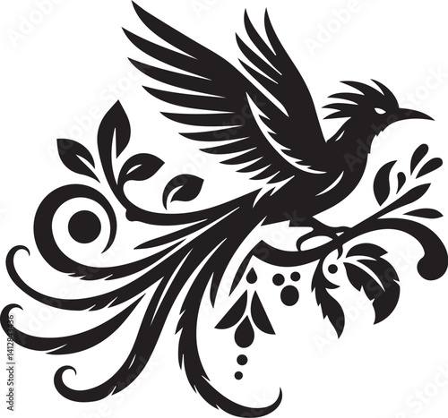 Quetzal bird silhouette vector art