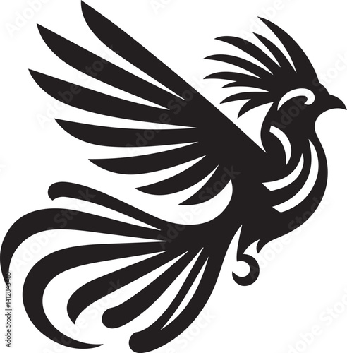 Quetzal bird silhouette vector art