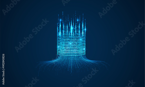 Technology background. Big data visualization concept. Information artificial neural network