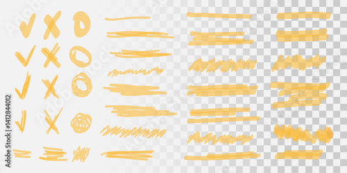 Marker lines. Vector highlighter brush lines. Hand drawing. Vector illustration