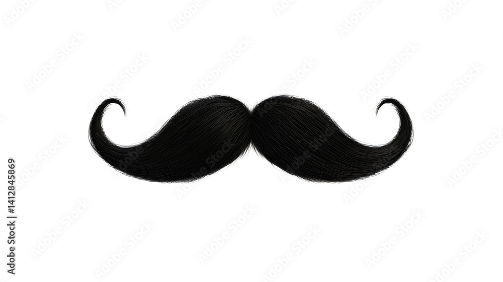 Classic old-fashioned mustache, dark black, gradually fading into a curve — mustaches as a stylish detail, classic small, vintage men’s mustache. Classic old-fashioned mustache, dark black, gradually fading into a curve — mustaches as a stylish detail, classic small, vintage men’s mustache.