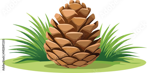 pinecone on the forest floor vector isolated nature illustration