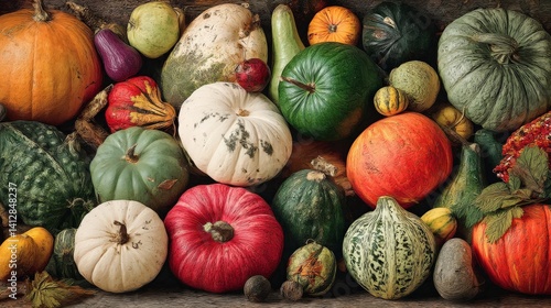 Wallpaper Mural Colorful Array of Fresh Autumn Vegetables and Gourds on Display Torontodigital.ca