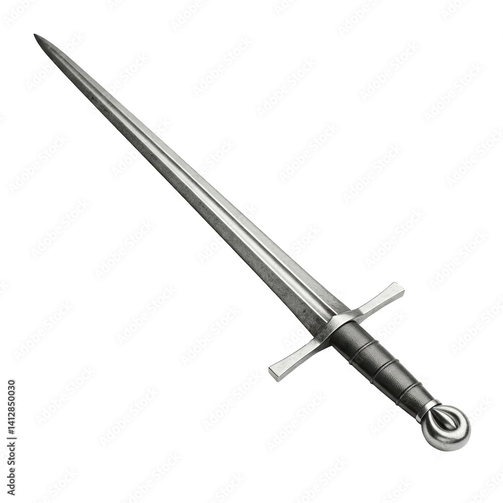 High-resolution image of a medieval longsword, side view isolated on transparent background ,PNG. High-resolution image of a medieval longsword, side view isolated on transparent background ,PNG.