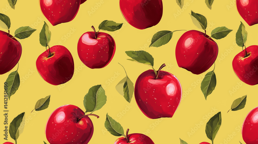Apples on a yellow background. Bright and cheerful. Healthy Fruit. Header or backdrop. Apples on a yellow background. Bright and cheerful. Healthy Fruit. Header or backdrop.