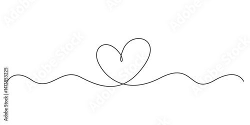 Heart. Abstract love symbol. Continuous line art drawing heart symbol vector illustration