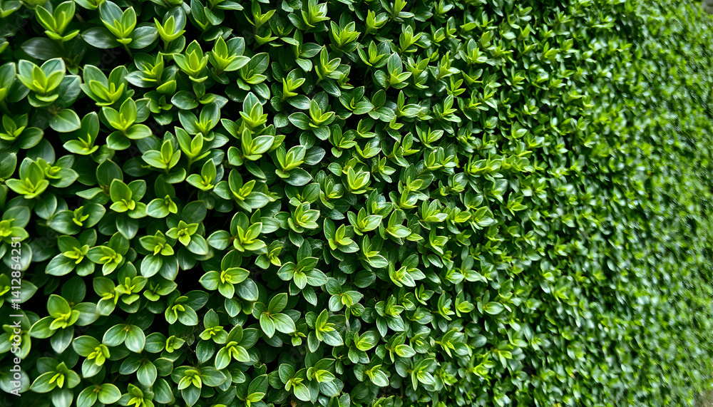 Vibrant emerald foliage in a dense, textured hedge wall. Intimate close-up of thriving garden greenery. Eco-friendly evergreen hedge sanctuary. Peaceful natural retreat. Nature’s delicate artistry Vibrant emerald foliage in a dense, textured hedge wall. Intimate close-up of thriving garden greenery. Eco-friendly evergreen hedge sanctuary. Peaceful natural retreat. Nature’s delicate artistry