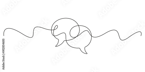 Continuous one line drawing of speech bubble doodle vector illustration