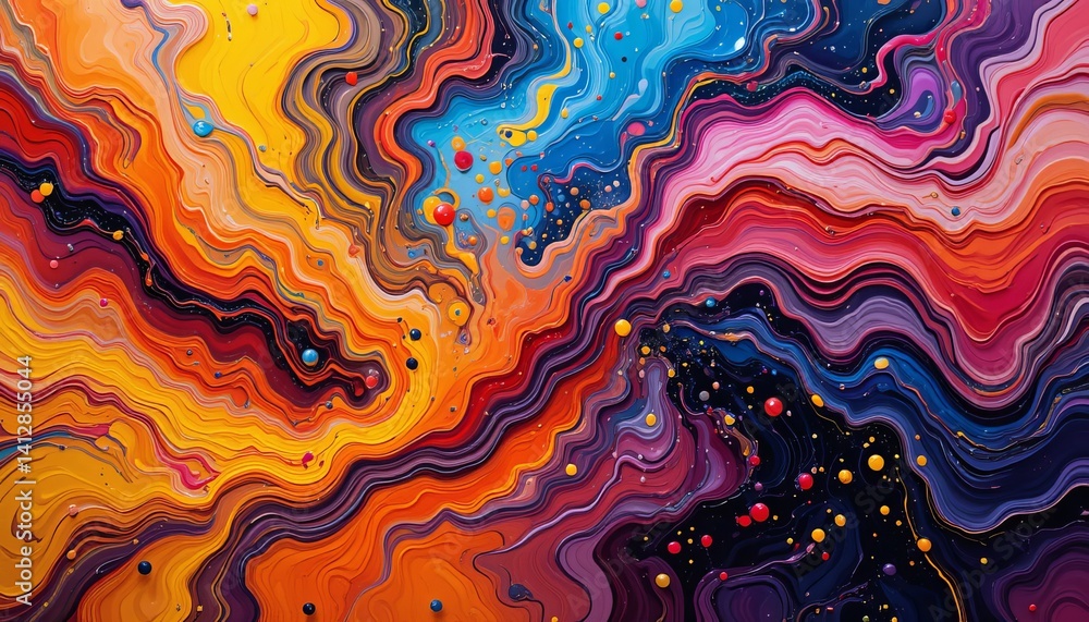 Vibrant Cosmic Swirls Of Color A Mesmerizing Abstract Painting With Rich Textures And Dynamic Wave Patterns Creating A Sense Of Movement And Energy Vibrant Cosmic Swirls Of Color A Mesmerizing Abstract Painting With Rich Textures And Dynamic Wave Patterns Creating A Sense Of Movement And Energy