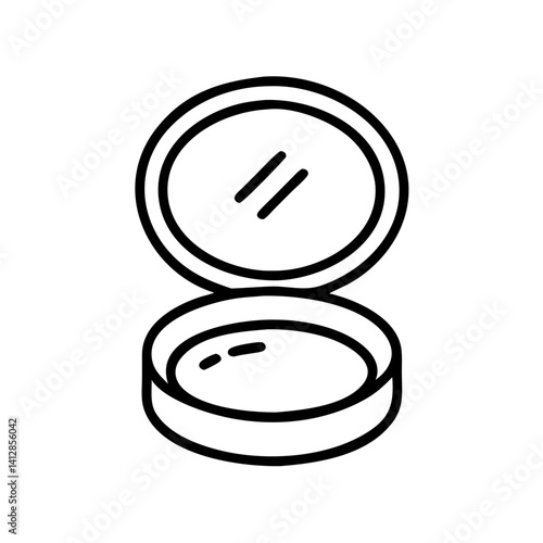 Compact powder icon in black outline on white background
