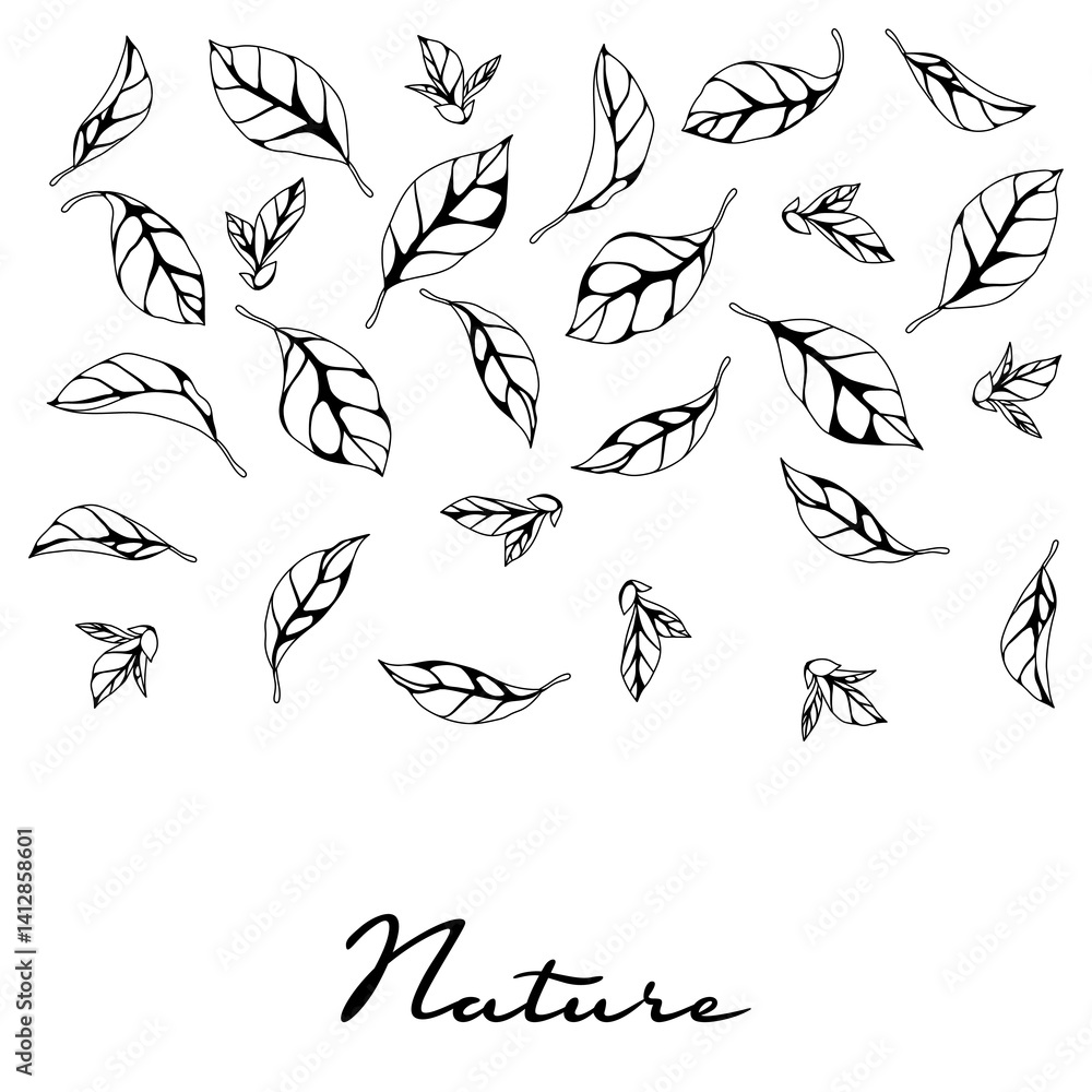 Background with leaves. Spring or summer stylized foliage.