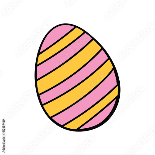 easter eggs with striped pattern easter day doodle vector illustration hand drawn cartoon