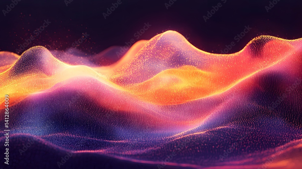 Abstract landscape of glowing particles. Abstract landscape of glowing particles.