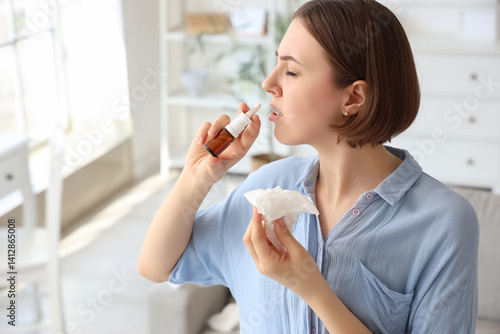 Allergic young woman with t...