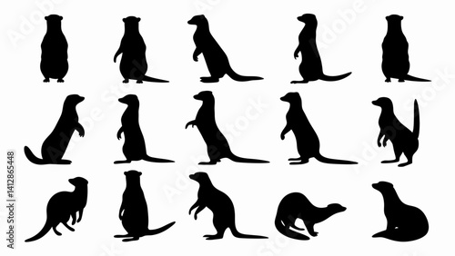 set meerkat silhouette vector on white background
