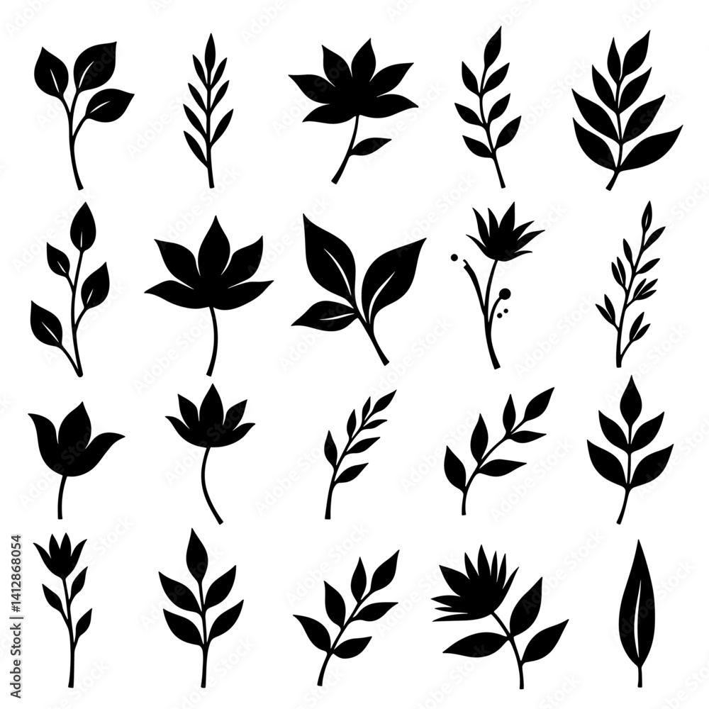 Fototapeta premium Seamless pattern with leaves silhouettes