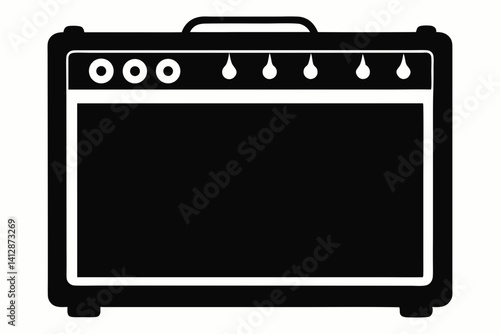 Guitar Amplifier Silhouette Vector Illustration Black and White