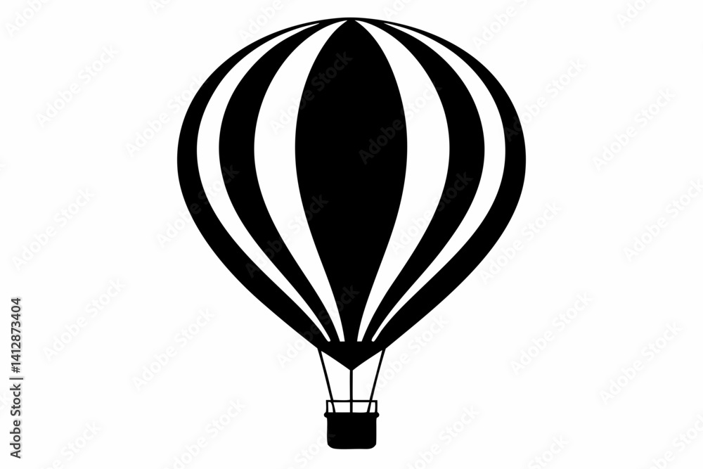 Naklejka premium Hot Air Balloon Silhouette Vector Illustration Black and White