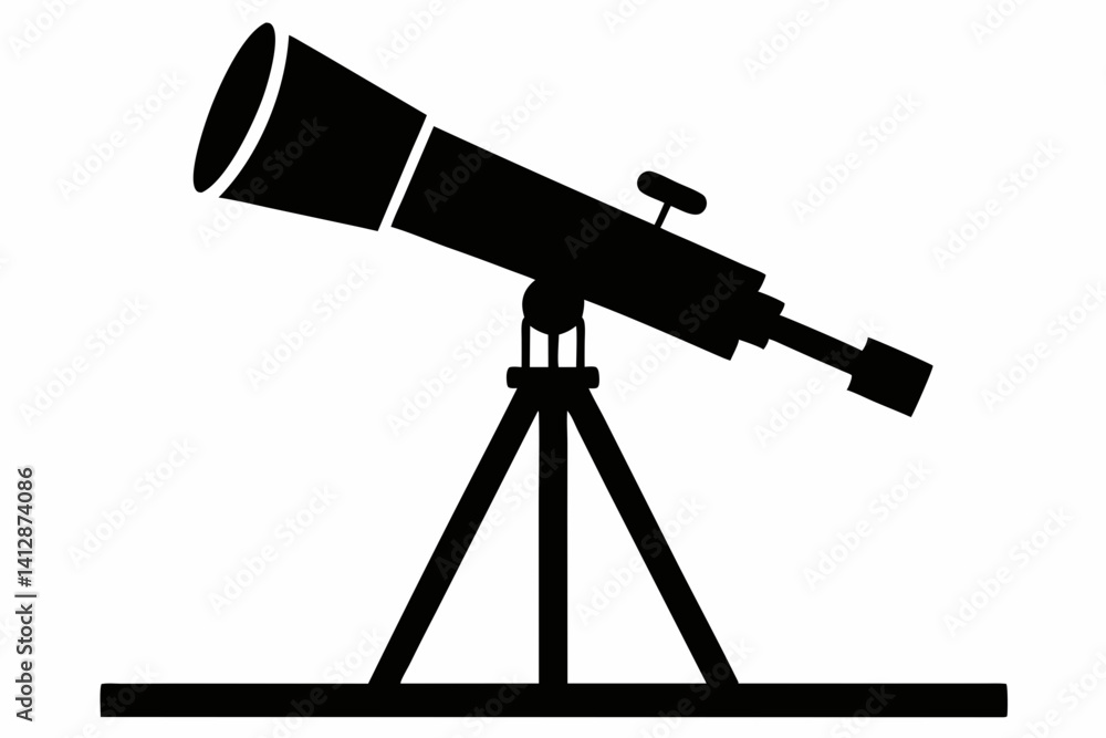 Telescope on Tripod Silhouette Vector Illustration Black and White Telescope on Tripod Silhouette Vector Illustration Black and White