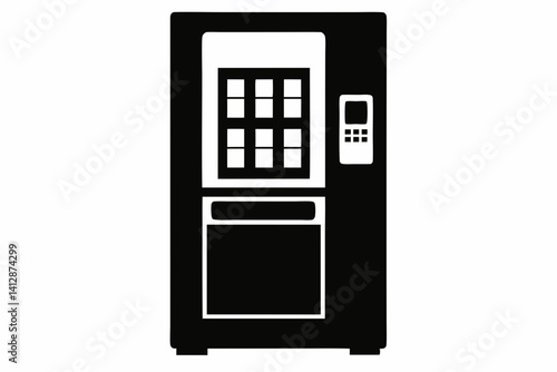 Vending Machine Silhouette Vector Illustration Black and White