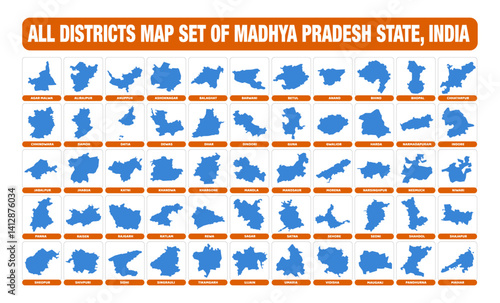 All Districts maps set of Madhya Pradesh state, India