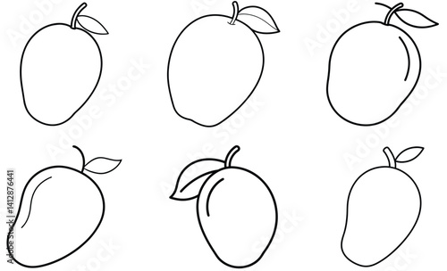 Set of mango line art vector illustration design