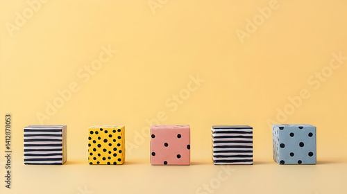 Colorful Geometric Blocks On Pastel Background