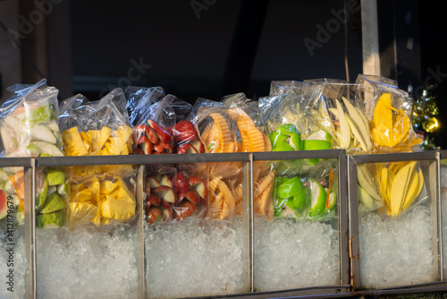 Obraz na płótnie Street shop offers fresh chilled fruit, Thailand w salonie