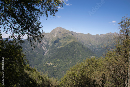 Mountain named “Legnoncino”.
Panoramic view on mountain named “Legnoncino” from a location named: “Alpe Giumello”.